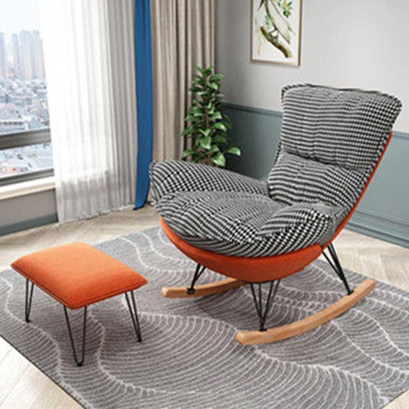 Modern Rocking Chair Metal Frame Doll Cotton Filling Cushion Wingback Rocker Chair