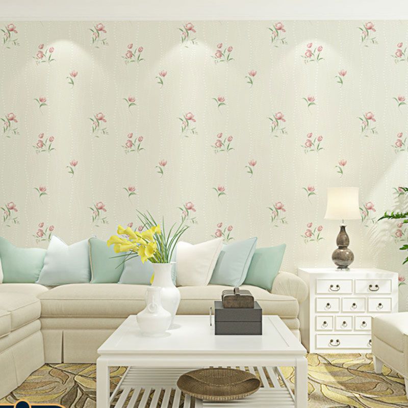 Non-Woven Wall Decor Countryside Non-Pasted Wallpaper with Tiny Blossom Design, 57.1 sq ft.
