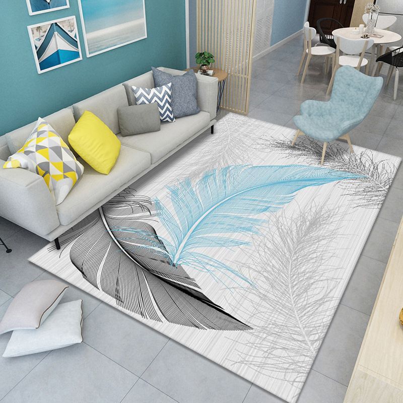 Light Pink Modern Carpet Polyester Feather Area Carpet Stain Resistant Carpet for Home Decor