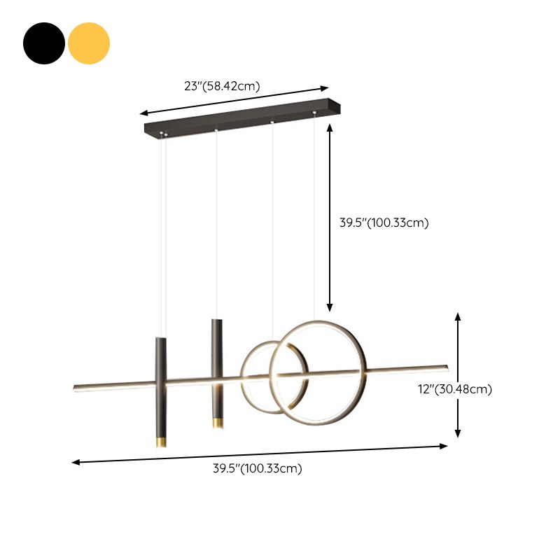 5-Light Modernism Golden/Black Island Lighting LED Ceiling Light for Kitchen