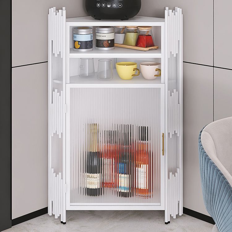 Glam Stone and Metal Sideboard Table 1 Cabinet Glass Door Buffet Stand