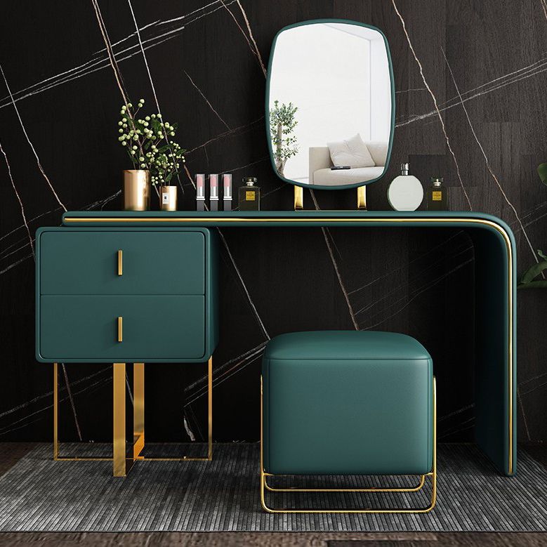 Glam Make-up Vanity with 2 Storage Drawers 20.47" Wide Faux Leather Dresser