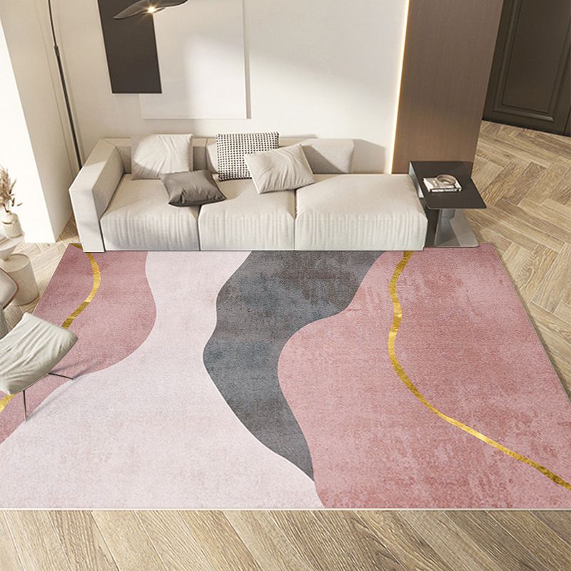 Light Grey Striped Carpet Polyester Casual Carpet Stain Resistant Carpet for Sitting Room