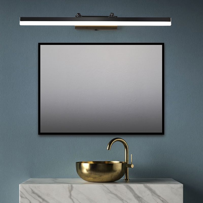 Metal Straight Wall Lamp Nordic Style Black LED Mirror Light for Bathroom