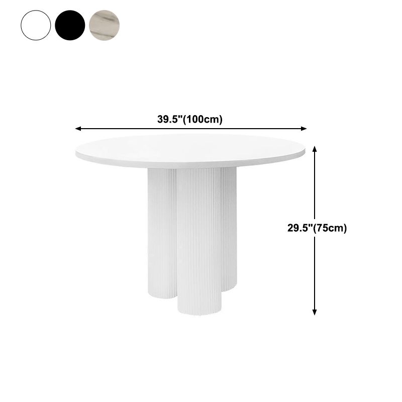 White-Black Round Sintered Stone Dining Table Modern Furniture with Pedestal Base