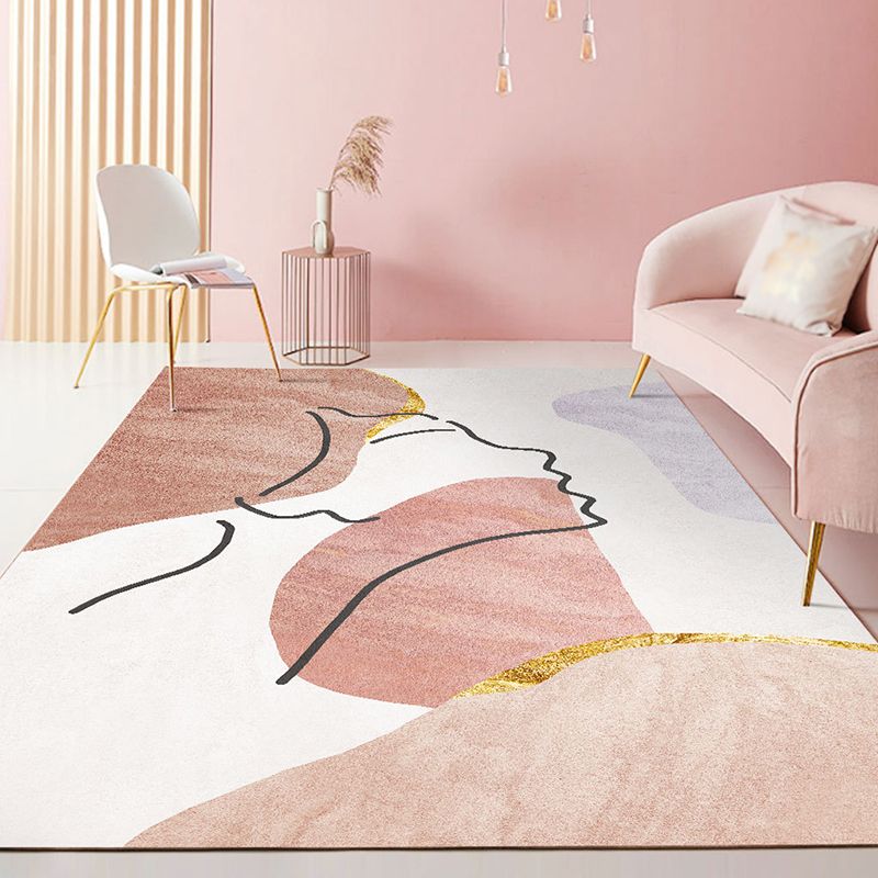 Light Color Irregular Color Block Print Rug Polyester Modern Carpet Non-Slip Backing Indoor Rug for Living Room