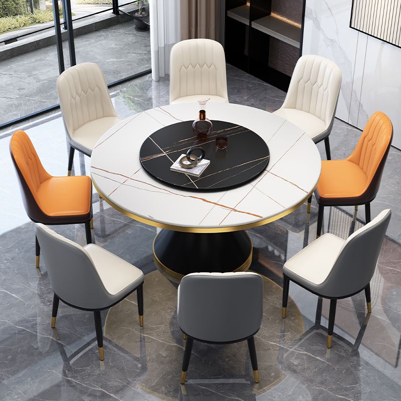 Glam Gesinterde Steen Ronde Vorm Eettafel Keuken Standaard Eettafel met Voetstuk