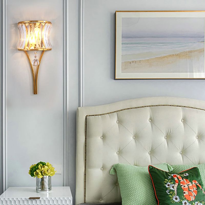 Moderne Stil gebogene Wandleuchten klare Kristall 2 Leichter Wandlampen in Gold und Schwarz