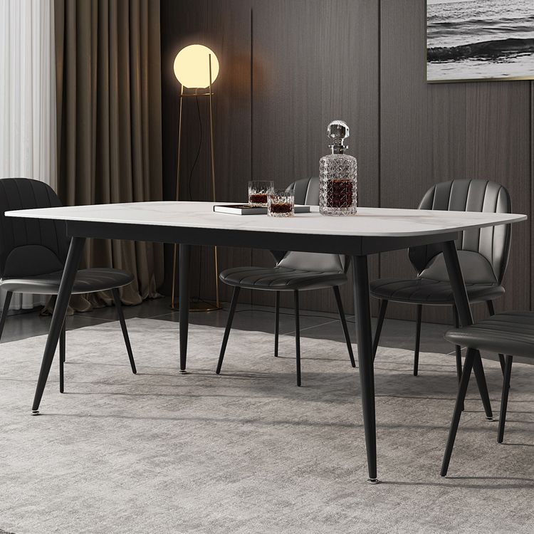 White Dining Table Set 1/2/5/7 Pcs Rectangle Dining Table with Wingback Chairs