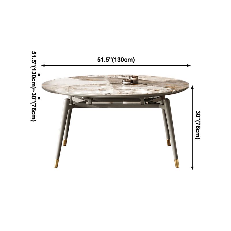 Modern Gray Round Shape Table Sintered Stone Kitchen Dining Table with 4 Legs Base