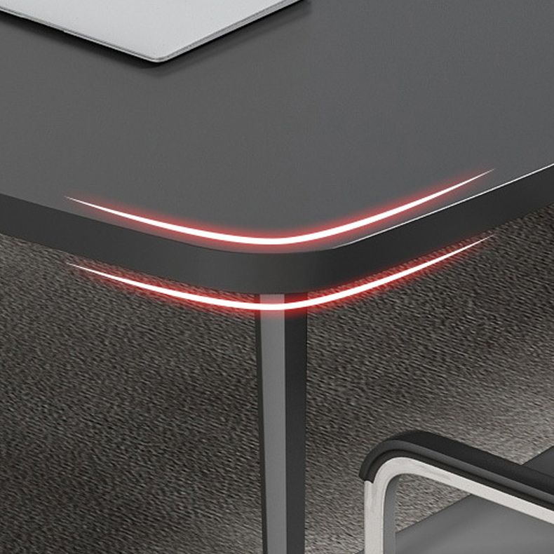 Industrial Parsons Office Desk Natural and Black Writing Desk