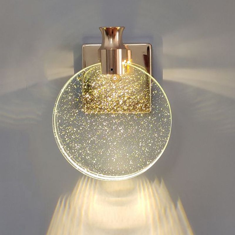 Round Vanity Lighting Modern Style Crystal 1 Light Vanity Wall Sconce