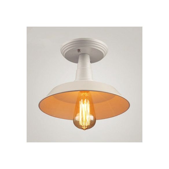 1 tête en métal plafonnier industriel blanc grange ombre balcon semi - monté éclairage, 10 "/ 14" de large