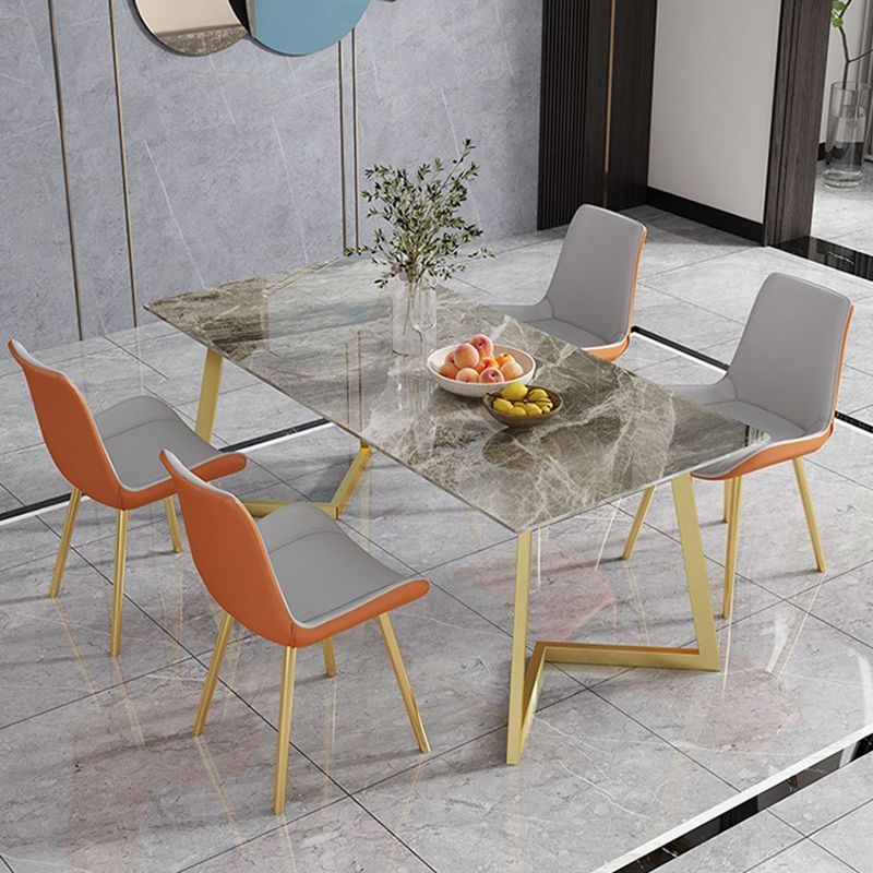 Table à manger rectangulaire de luxe traditionnelle en métal