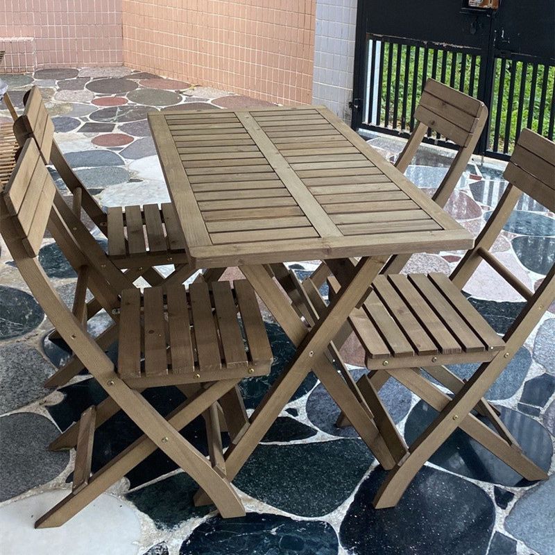 Modern Wood Folding Outdoors Dining Chairs Armless Open Back Side Chair