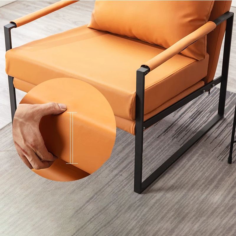 Industrial 27.6"Wide Faux Leather Pillow Back Square Arm Lounge Chair