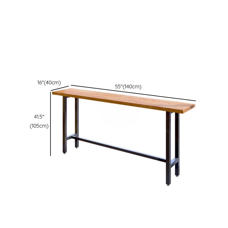 Black Metal Trestle Base Bar Table Industrial Rectangle Bar Height Table