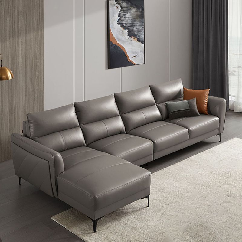 Genuine Leather Square Arm Sectionals -Contemporary Sectional Couch