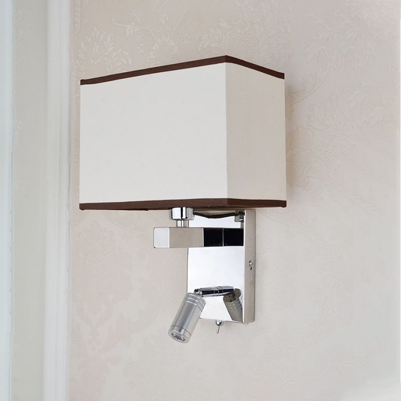 Lampada da parete rettangolare contemporanea Tessuto Light Accondatura Led Sconce Sconce All in Chrome con i riflettori