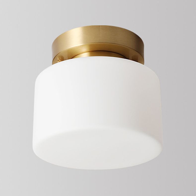 Glass Semi Flush Mount Lighting Cylinder Simple 1 Light Ceiling Fixture