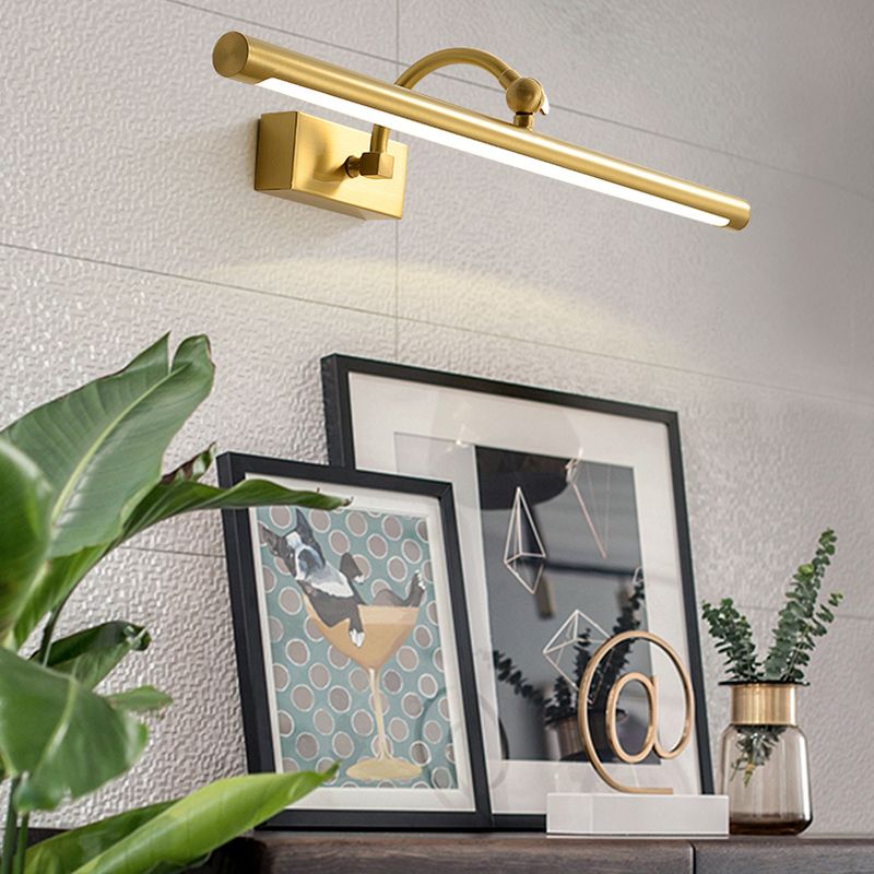Linear Shade Metal Wall Sconce Modern Style 1 Light Mirror Wall Mounted Light Fixture