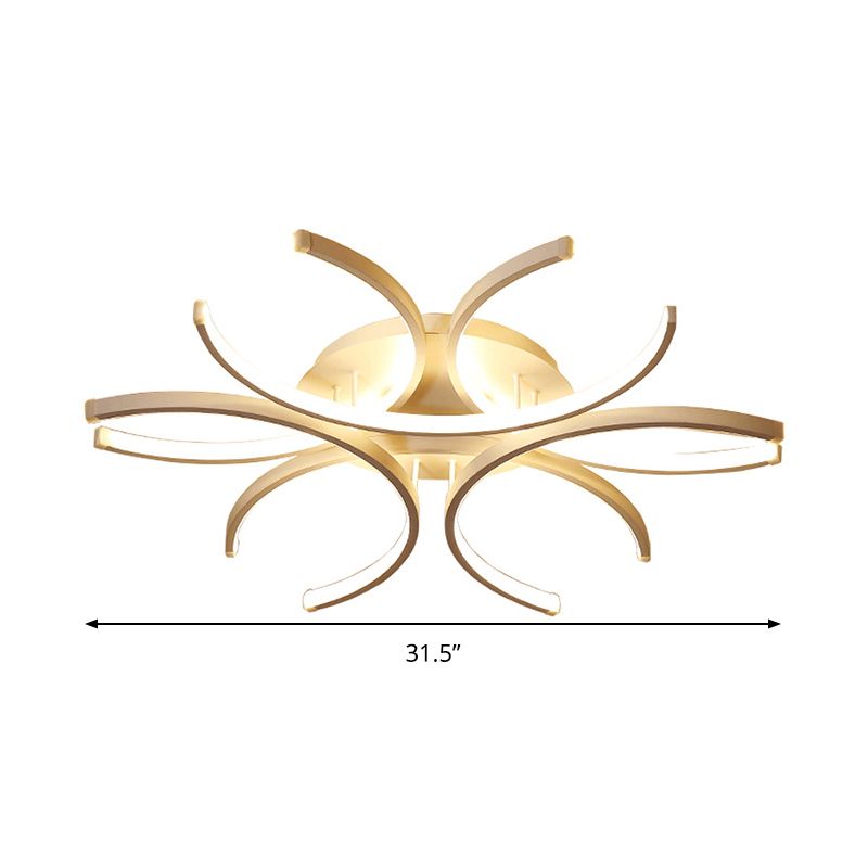 23.5"/31.5" W Curved Close to Ceiling Lamp Modern Acrylic LED White Semi Flush Mount Lighting in Warm/White Light