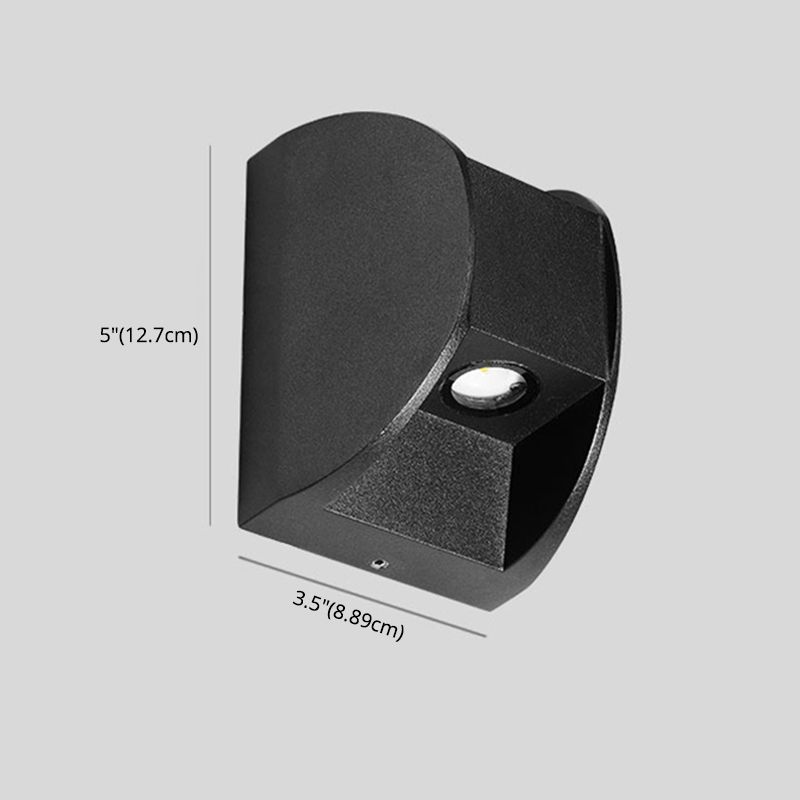 Black LED Wall Sconce in Modern Creative Style Aluminium Waterproof Spotlight with Glass Shade