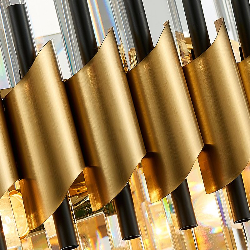 Luz de colgante colgante de cristal Round contemporáneo de 12/16 luces de oro