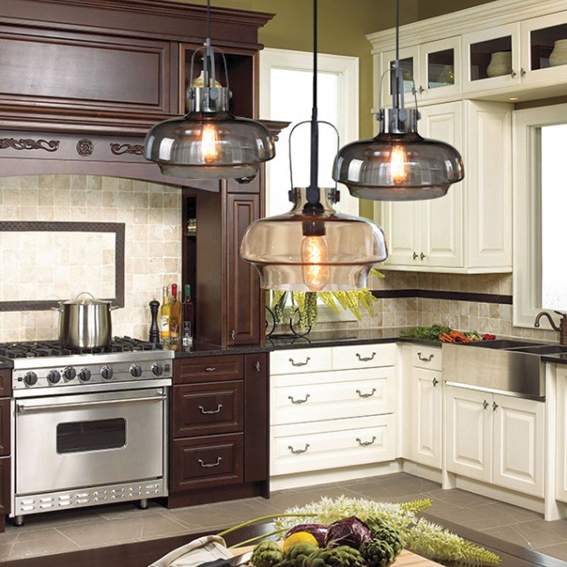 7"/9.5"/12.5" W 1 Head Suspension Light Nautical Dining Room Hanging Lamp with Pot Amber/Frosted White Glass Shade