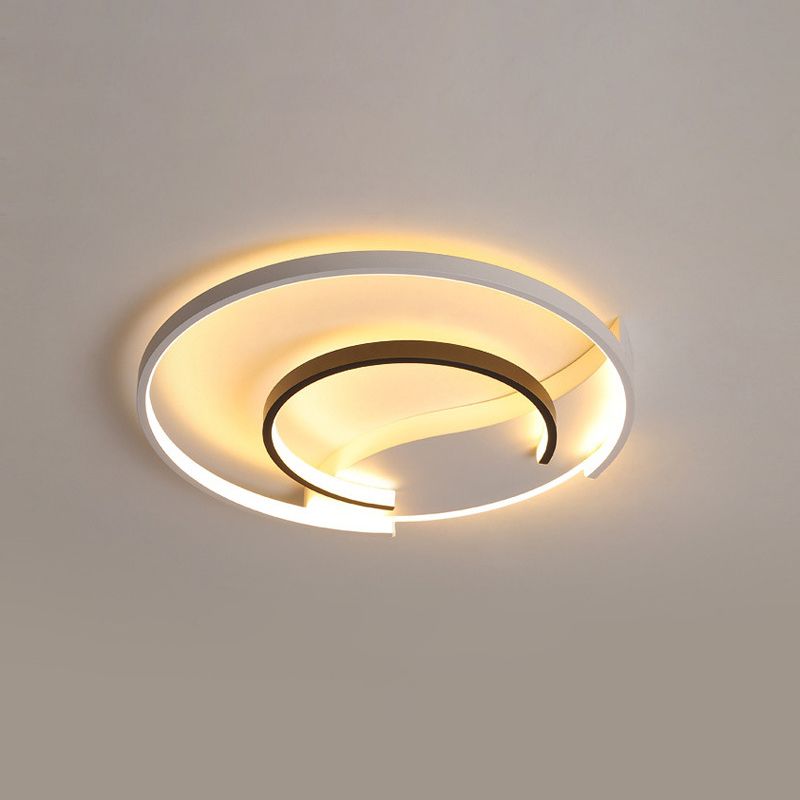 16"/19.5" Dia Acrylic Hoop Ceiling Lamp Simplicity Black-White LED Flush Mounted Light in Warm/White/3 Color Light