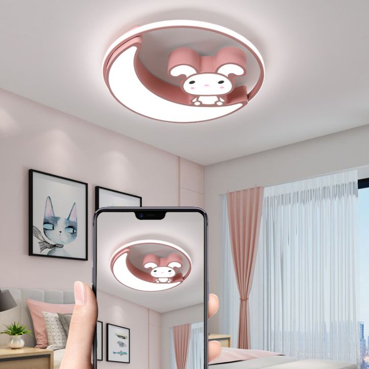 Lámpara de techo empotrada de metal con montaje empotrado LED de dibujos animados de conejo para habitación infantil