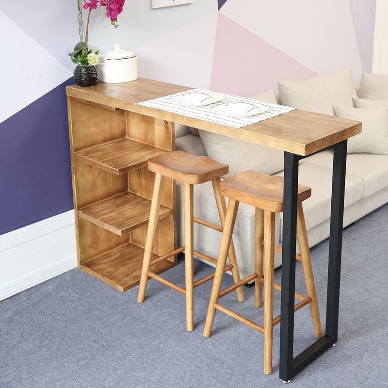 Industrial Style Bar Table Original Wood Top 42-inch Height Pub Table for Dining Room