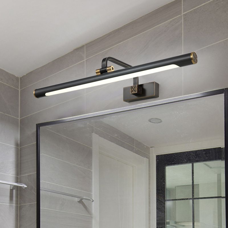 Black Streamlined Wall Vanity Light Contemporary LED Metallic Wall Mounted Lighting with Swing Arm