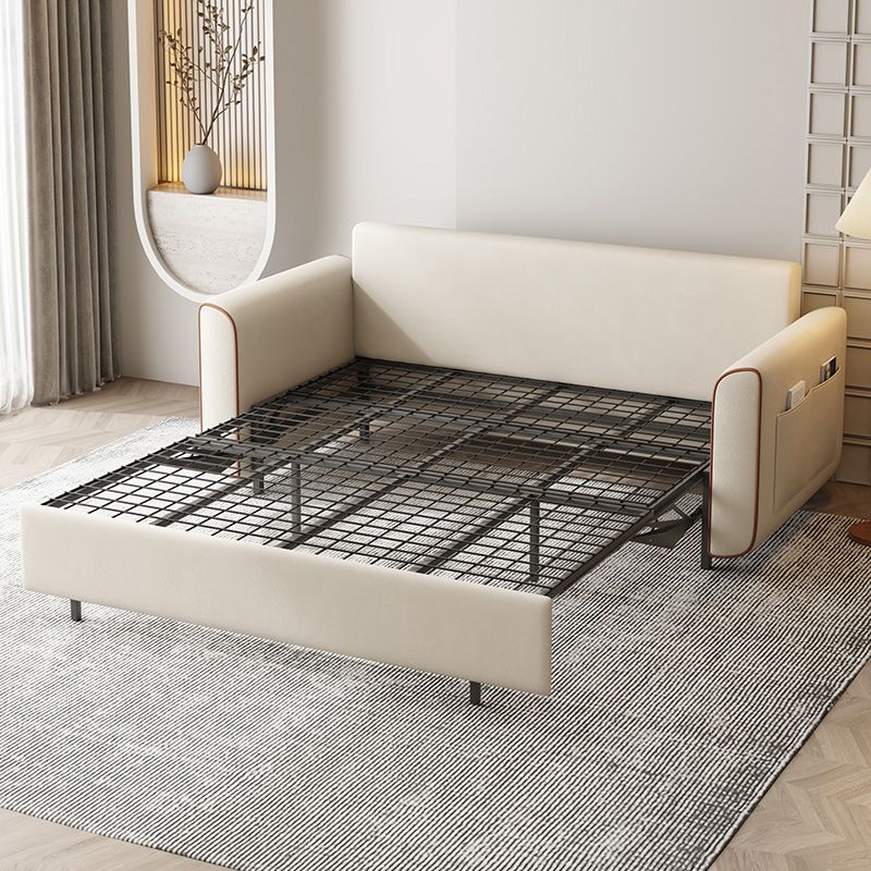 White Futon Sleeper Sofa Bed with Magazine Storage Convertible Sofas