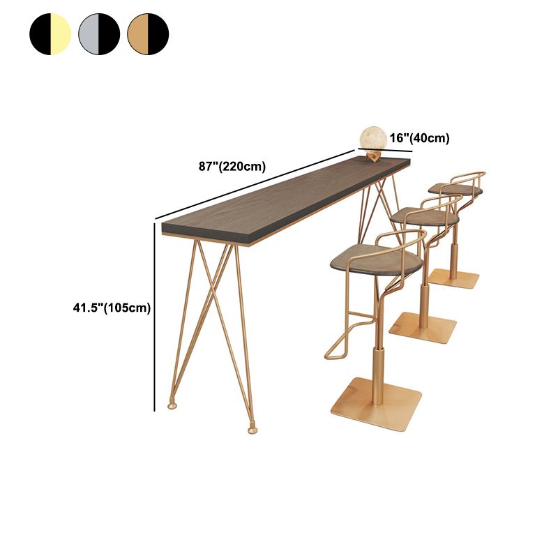 Glam Style Rectangle Bar Table Solid Wood 4 Legs Bar Wine Table