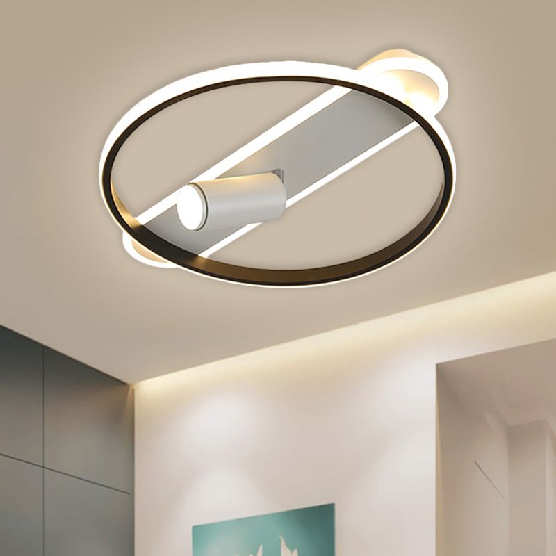 Black Hoop e Oblong Flush Mount Modernst LED Metallic Lamp con Spotlight Design, Warm / White Light