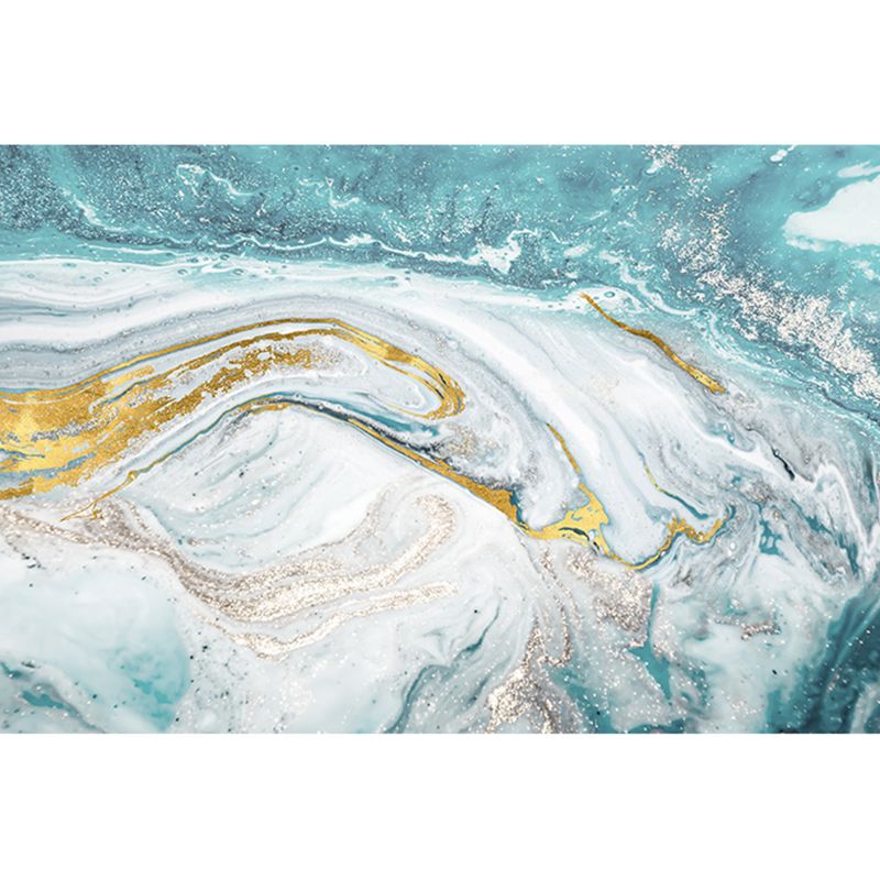 Blue Geography Rug Polyster Nordic Area Rug Non-Slip Backing Pet Friendly Carpet for Decoration