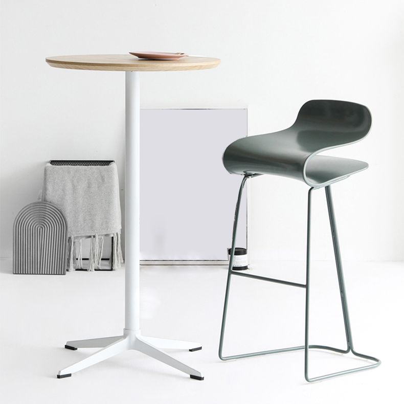 Backrest Armless Counter Stool Modern Iron Bar Stool with Plastic Cushion