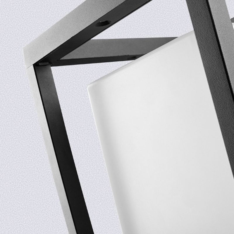 Rectangle Shape Metal Waterproof Pillar Lamp Modern Style 1 Light Outdoor Light in Black