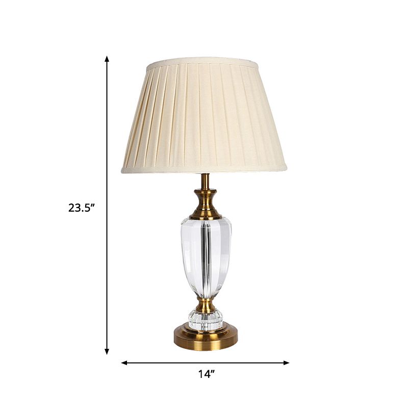 14 "/16" largo 1 camera da letto leggera luce notturna semplice lampada da comodino bianco con tonalità in tessuto affusolato