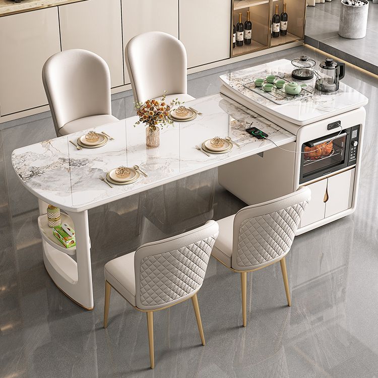 Glam Kitchen Stone Furniture 2/3/5/6/7 Pcs Standard Height Versatile Dining Room Table Set