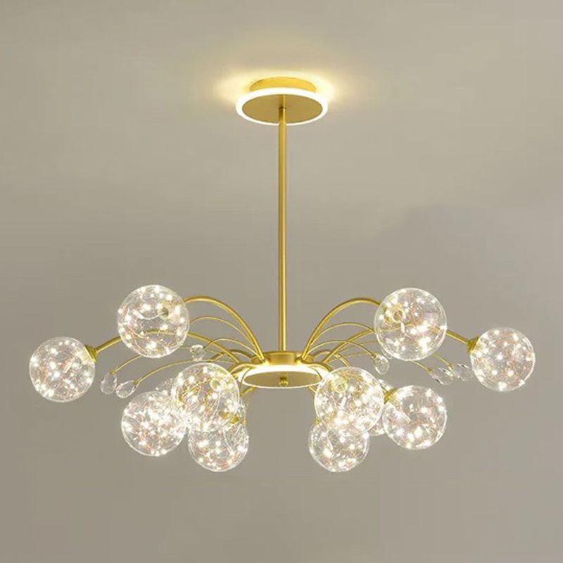 Contemporary Glass Pendant Light Spherical Hanging Light Kit for Living Room