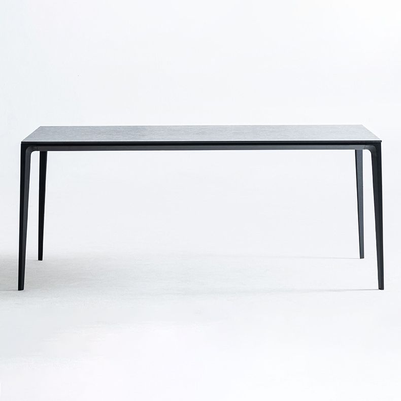 Modern Sintered Stone Black Dining Set with Rectangle Table and Black Legs Kitchen Dining Set
