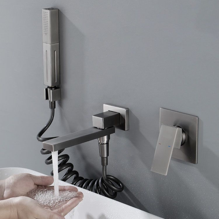 Wall Mounted Bathtub Faucet Handheld Shower Head Rod Handle Faucet