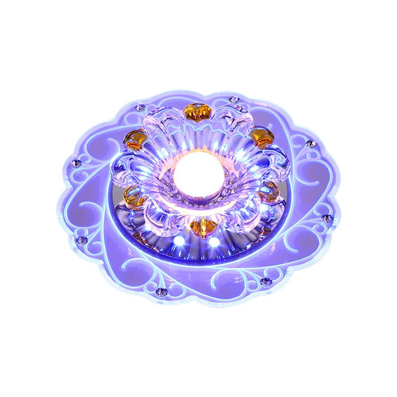 Lampada da soffitto floreale Modernità Lampada da incasso a LED in cristallo sfaccettato trasparente per corridoio