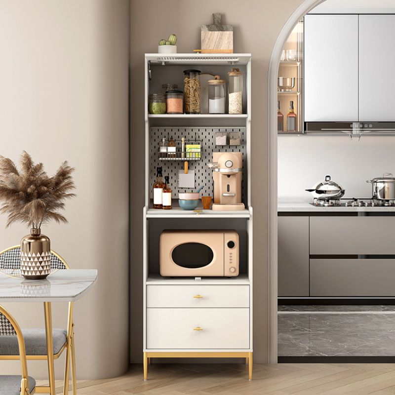 Modern Dining Hutch Faux Wood Glass Doors Hutch Buffet with Doors for Dining Room
