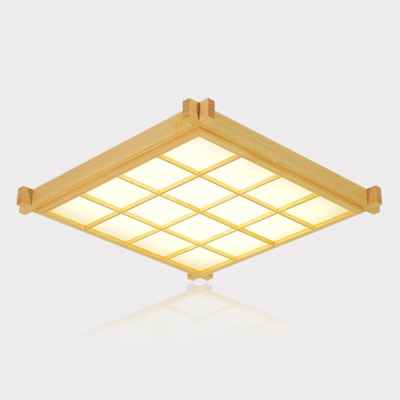 Nouveau Plafonnier encastré en bois moderne à 1 lumière LED pour salon