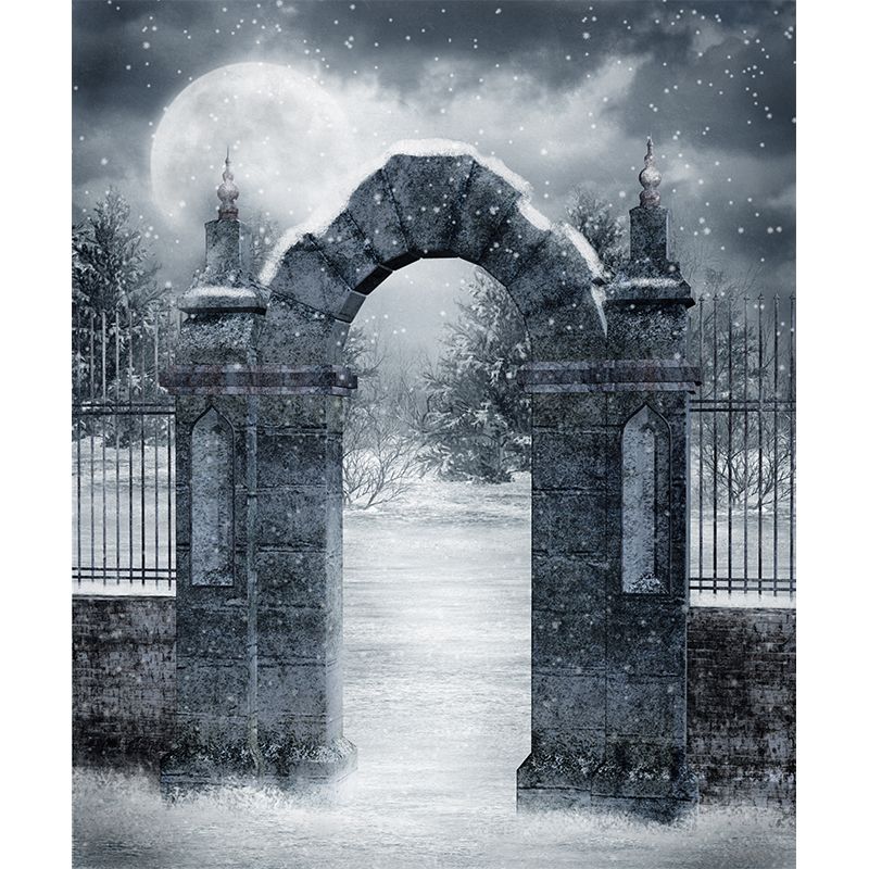 Modern Front Gate Wall Mural Non-Woven Stain Resistant Gray Wall Art for Living Room