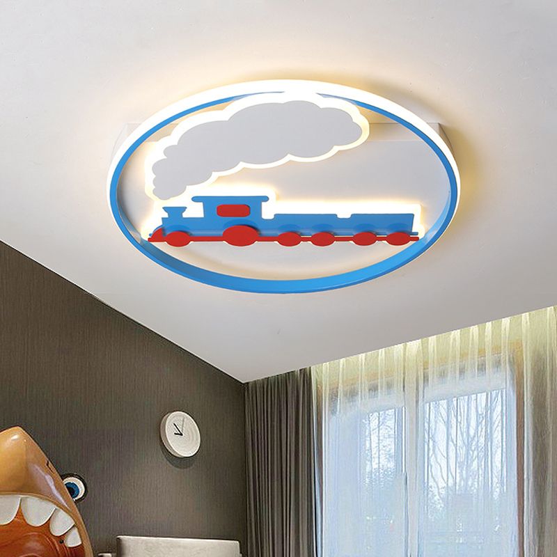 Contemporary Train Ceiling Flush Mount Acrylic Bedroom LED Flush Lighting Fixture with Ring in Warm/White Light