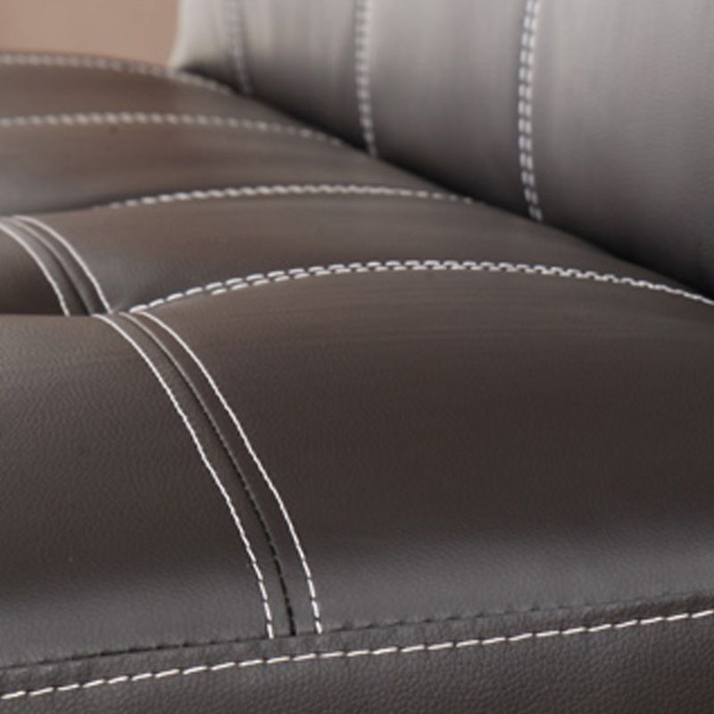 Foldable Faux Leather Pillow Top Arm Loveseat with Biscuit Back for Living Room
